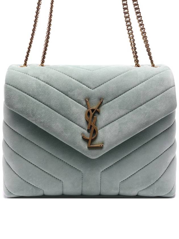 Luxury Saint Laurent Trending 2025 Loulou Quilted Suede Small Shoulder Bag Green