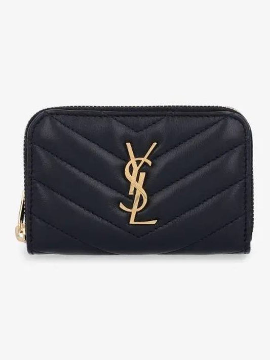 Luxury Saint Laurent Trending 2025 Cassandra Leather Card Wallet Black