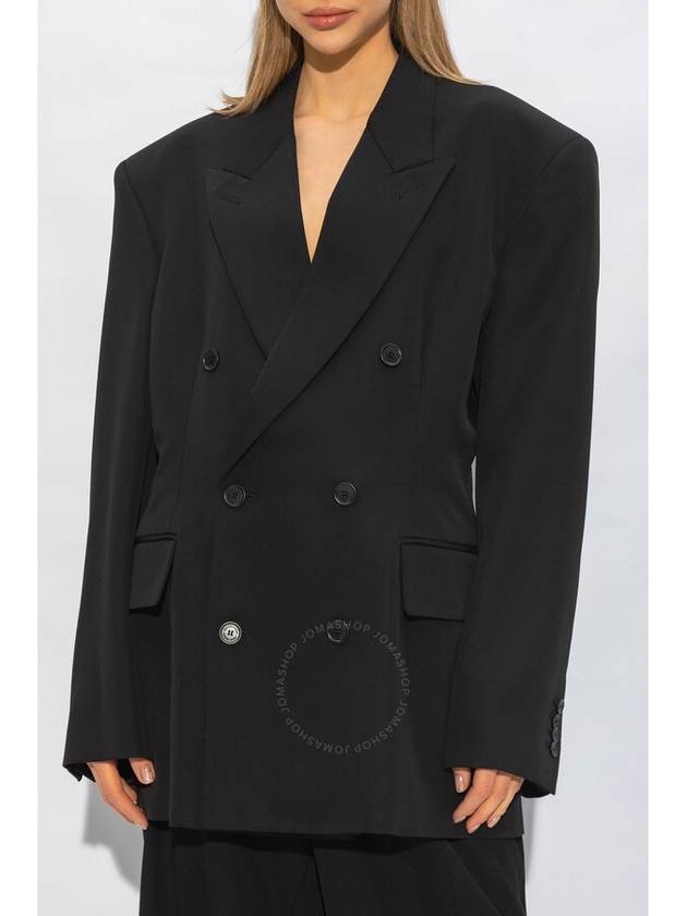 Luxury Balenciaga Trending 2025 Cinched Double Breasted Wool Jacket Black