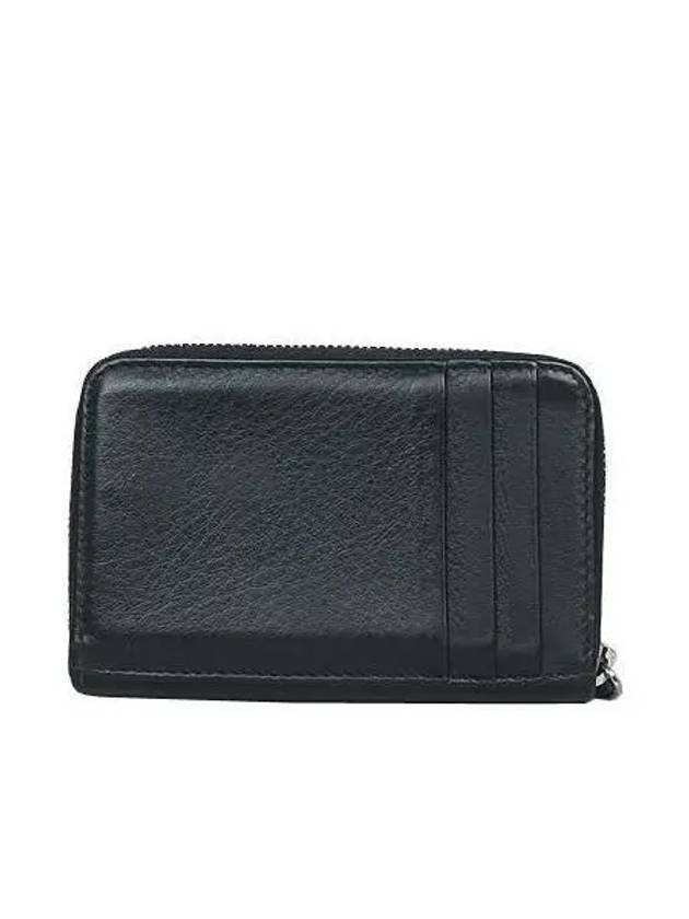 Luxury Balenciaga Trending 2025 505049 White Logo Black Leather Zipper Card Wallet