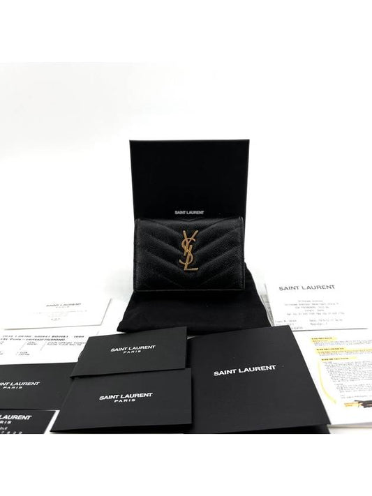 Luxury Saint Laurent Trending 2025 Monogram gold flap card wallet 530841