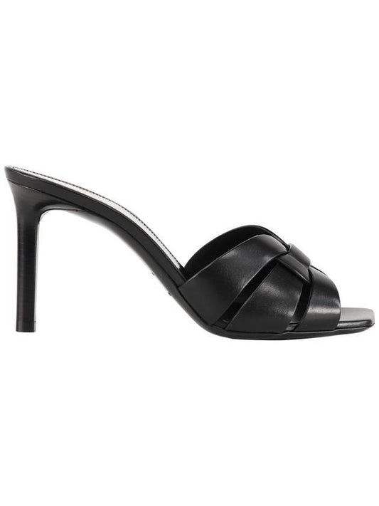 Luxury Saint Laurent Trending 2025 Tribute Leather Sandal Heels Black