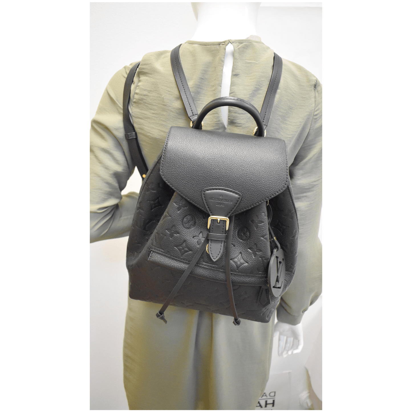 LOUIS VUITTON Montsouris Monogram Empreinte Leather Backpack Black