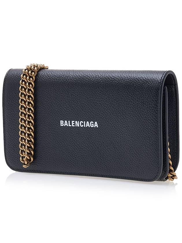 Luxury Balenciaga Trending 2025 Cash Chain Wallet Mini Calfskin Cross Bag Black