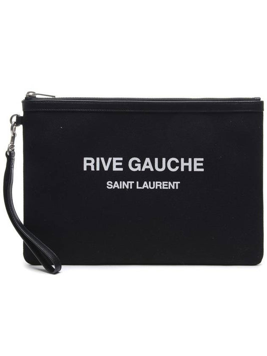Luxury Saint Laurent Trending 2025 Rive Gauche Zipper Strap Clutch Bag Black