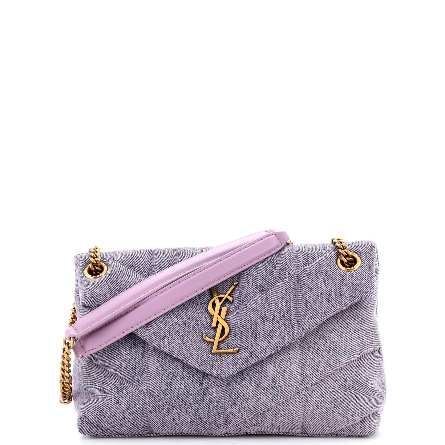 Luxury Saint Laurent Trending 2025 Loulou Puffer Shoulder Bag Quilted Vintage Denim Small