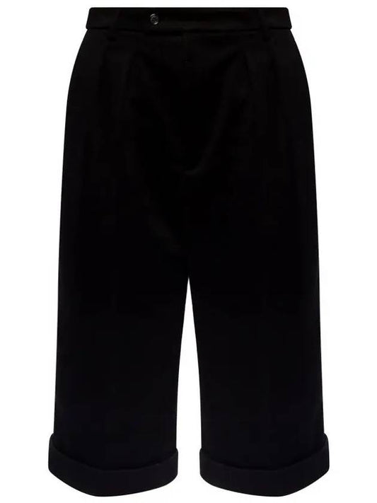 Luxury Saint Laurent Trending 2025 High Waist Crop Wide Shorts Black