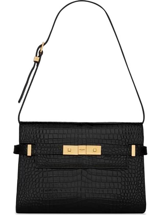 Luxury Saint Laurent Trending 2025 Manhattan Crocodile Small Shoulder Bag Black