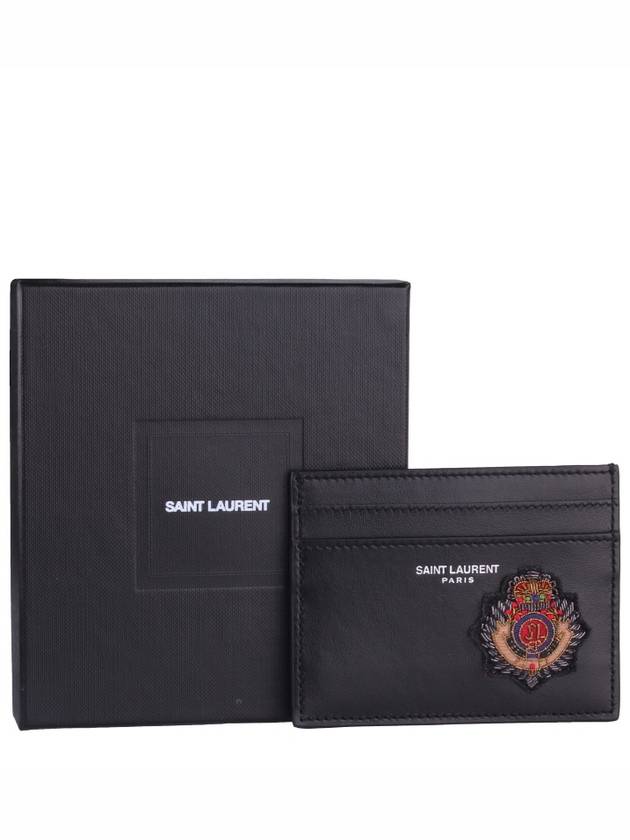 Luxury Saint Laurent Trending 2025 Logo Patch Card Wallet Black