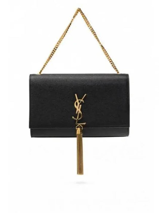 Luxury Saint Laurent Trending 2025 Kate Tassel Chain Cross Shoulder Bag Black