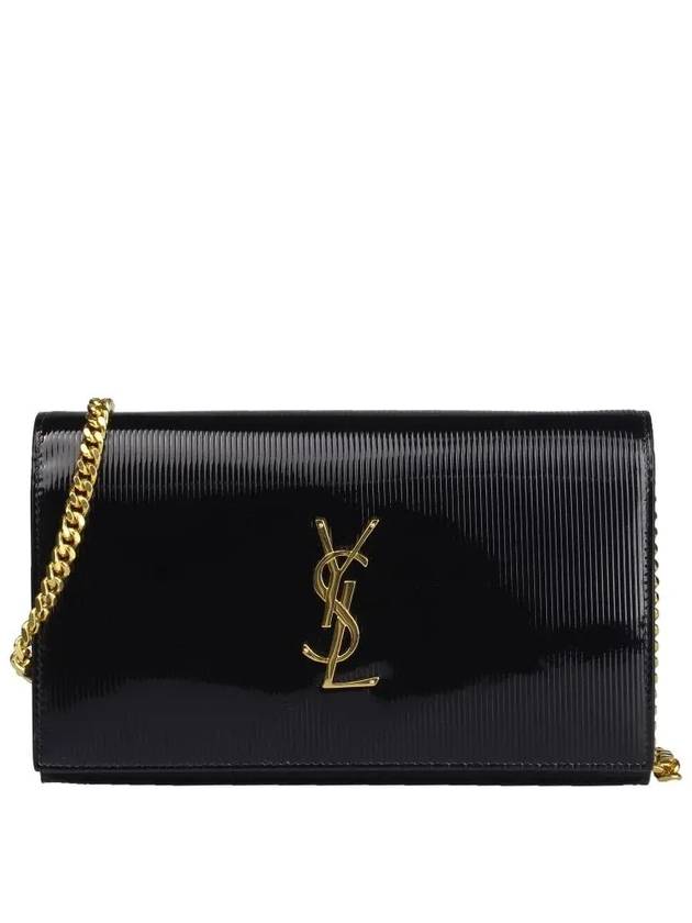 Luxury Saint Laurent Trending 2025 Cassandre Chain Long Wallet Black
