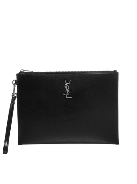 Luxury Saint Laurent Trending 2025 Men's Ipad Leather Holder in Black | 6676860SX0E
