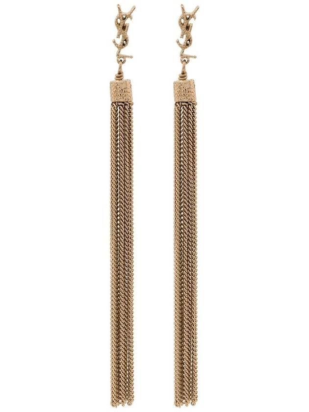 Luxury Saint Laurent Trending 2025 Monogram Chain Tassel Loulou  Earrings Gold