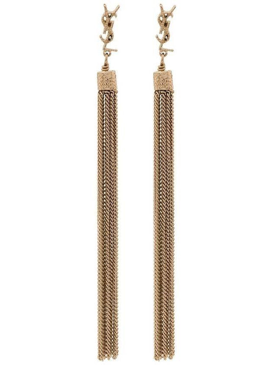 Luxury Saint Laurent Trending 2025 Monogram Chain Tassel Loulou  Earrings Gold