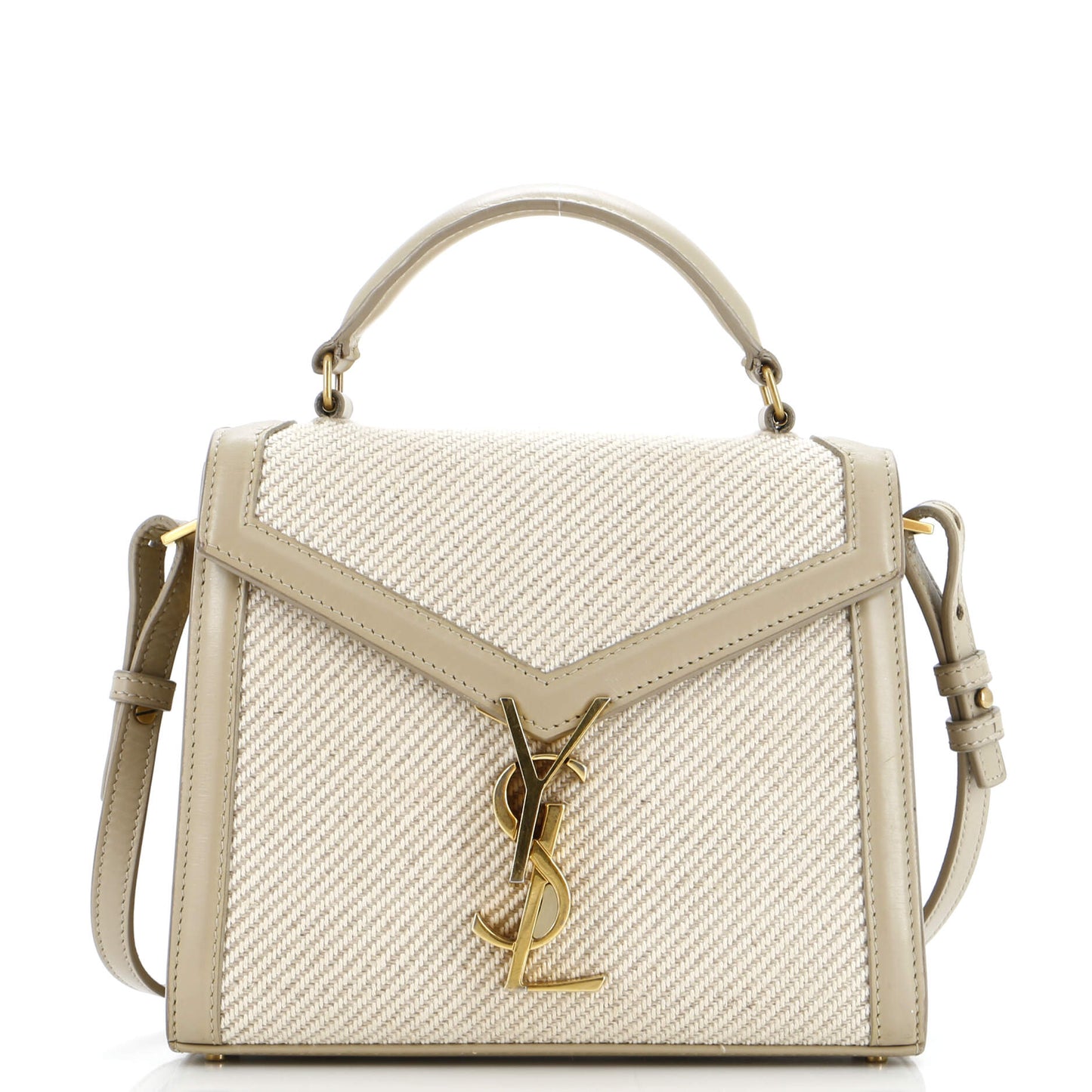 Luxury Saint Laurent Trending 2025 Cassandra Top Handle Bag Canvas with Leather Mini