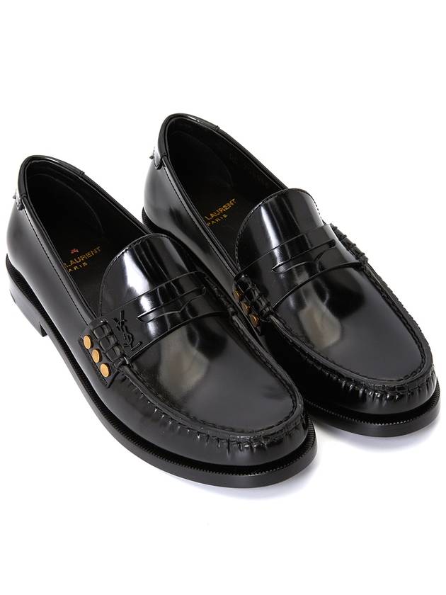 Luxury Saint Laurent Trending 2025 Monogram Penny Leather Loafer Black