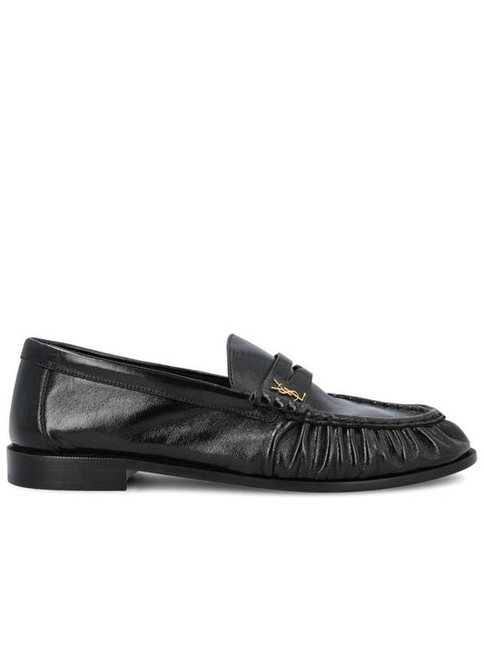 Luxury Saint Laurent Trending 2025 Le Signature Cassandre Logo Plaque Lamb Skin Loafer Black