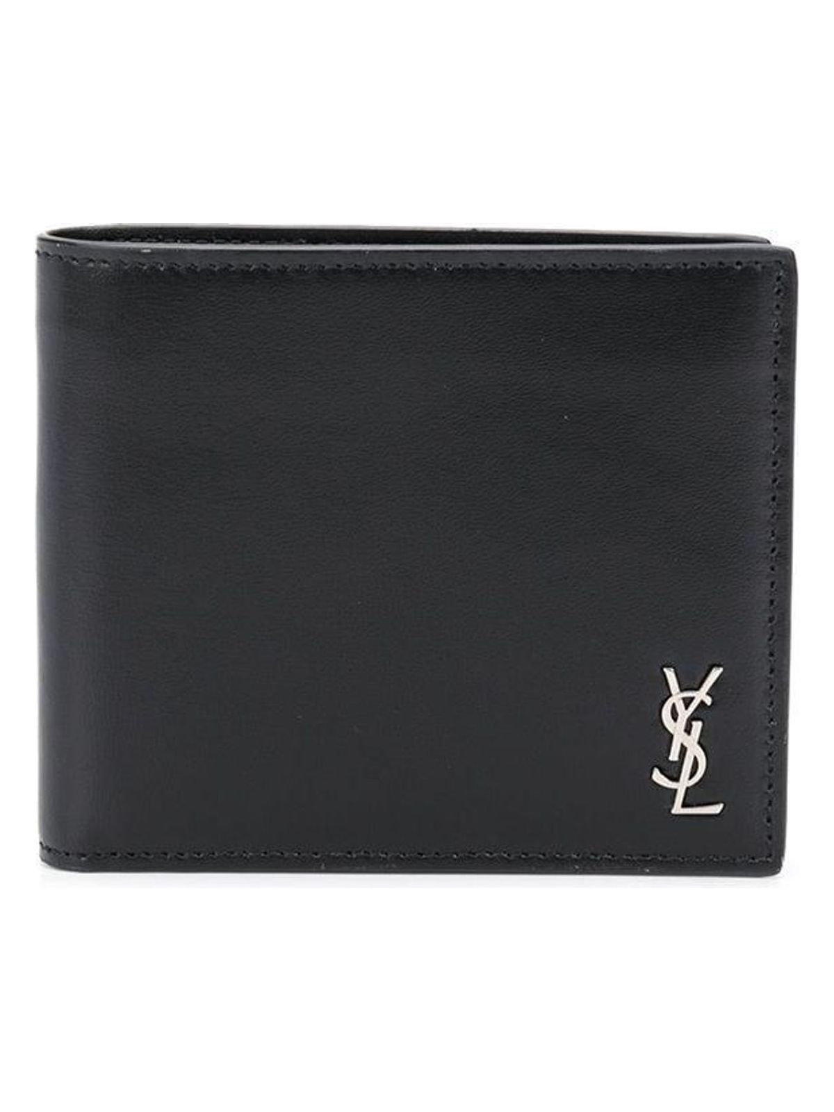 Luxury Saint Laurent Trending 2025 Men's Logo Plaque Bi-Fold Wallet in Black | Size UNICA | 6077271JB0E