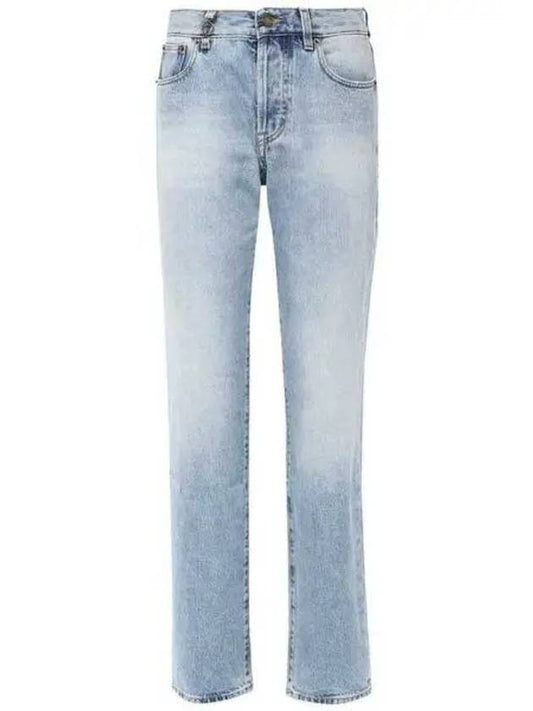 Luxury Saint Laurent Trending 2025 Women's Cassandre Jeans Hawaiian Blue