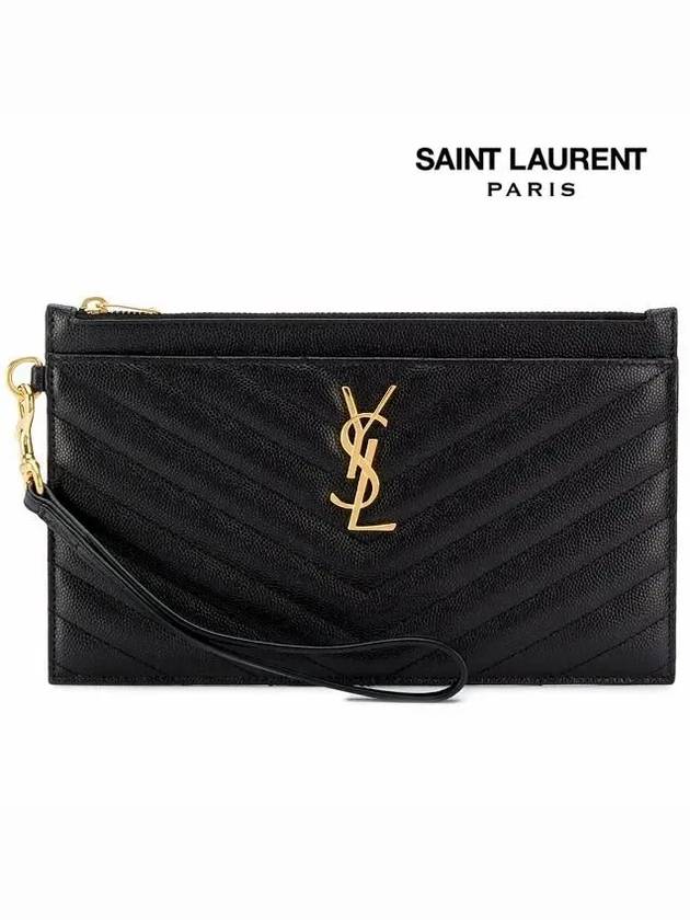 Luxury Saint Laurent Trending 2025 Cassandre Matelasse Large Zipped Clutch Bag Black