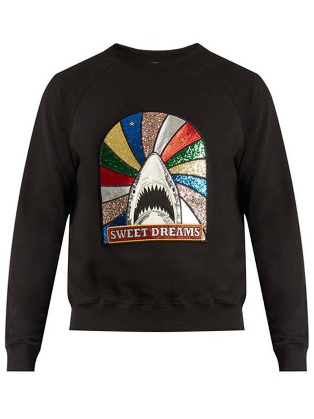 Luxury Saint Laurent Trending 2025 Shark Patch Cotton Sweatshirt Black