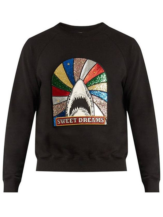 Luxury Saint Laurent Trending 2025 Shark Patch Cotton Sweatshirt Black