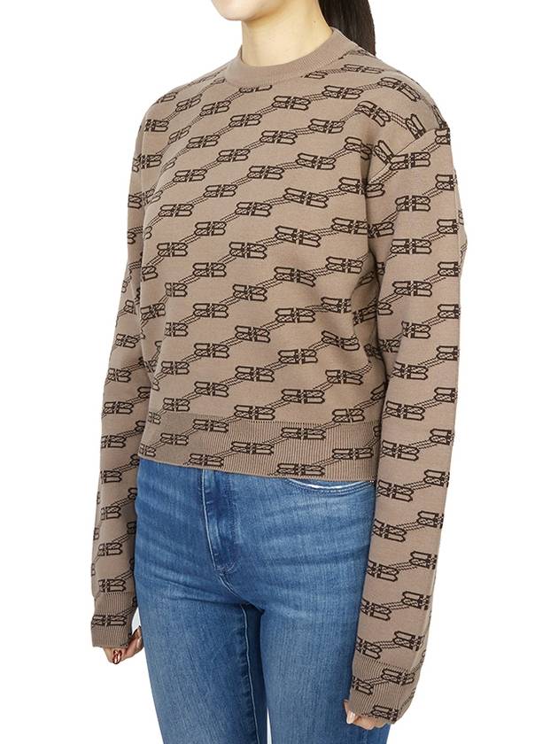 Luxury Balenciaga Trending 2025 BB Icon Jacquard Knit Top Brown