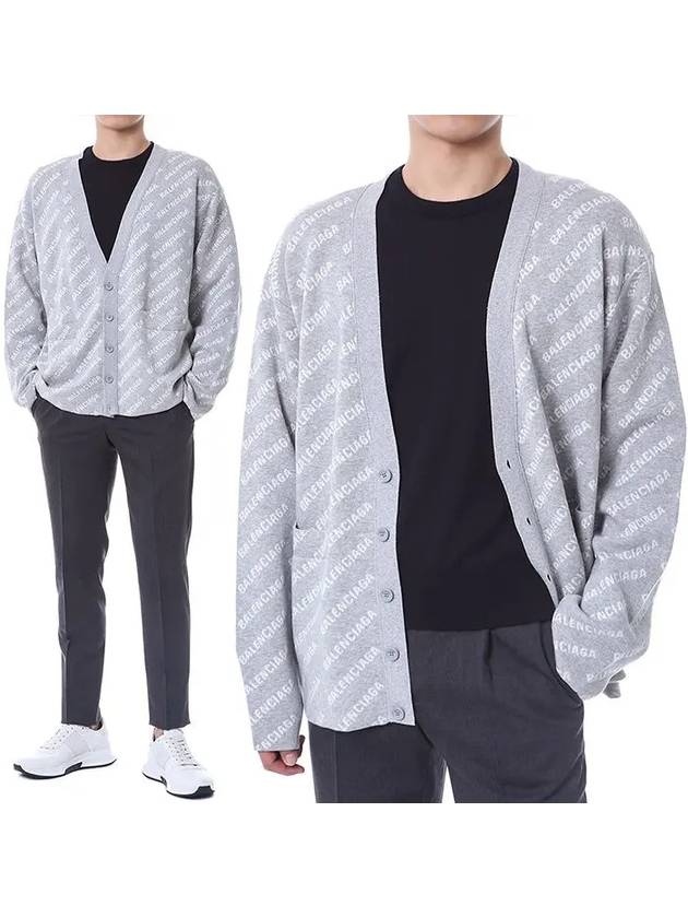 Luxury Balenciaga Trending 2025 All-Over Logo Cardigan Grey