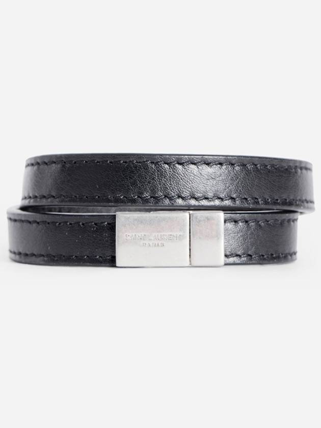 Luxury Saint Laurent Trending 2025 Opyum Silver Double Wrap Bracelet Black