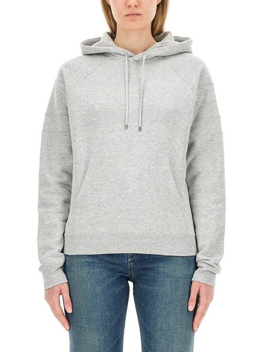 Luxury Saint Laurent Trending 2025 Logo Kangaroo Pocket Fleece Hoodie Grey