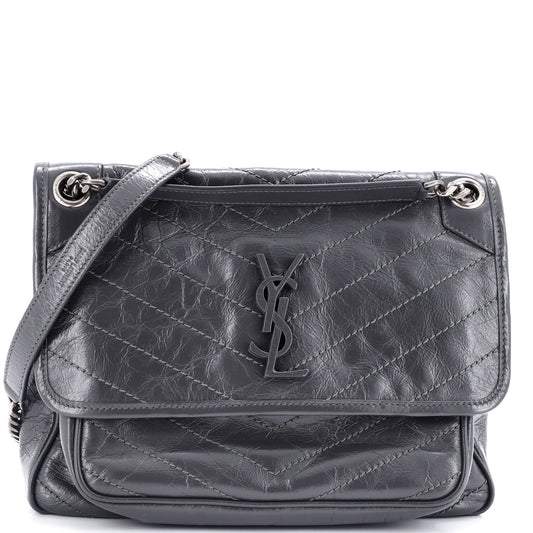 Luxury Saint Laurent Trending 2025 Niki Chain Flap Bag Matelasse Chevron Leather Medium