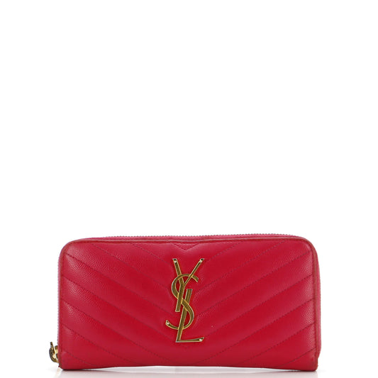 Luxury Saint Laurent Trending 2025 Classic Monogram Zip Around Wallet Matelasse Chevron Leather