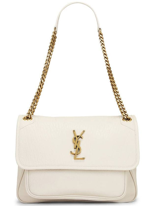 Luxury Saint Laurent Trending 2025 Nikki Medium Chain Shoulder Bag Blanc Vintage