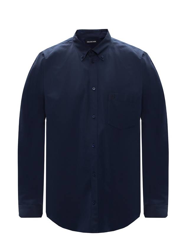 Luxury Balenciaga Trending 2025 Back Logo Long Sleeve Shirt Navy