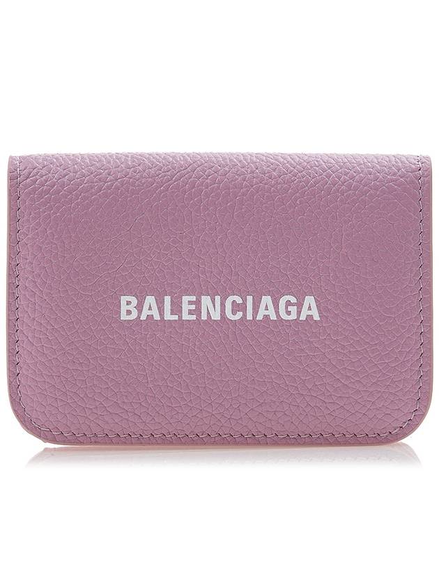 Luxury Balenciaga Trending 2025 Logo Tripold Leather Half-Wallet Pink