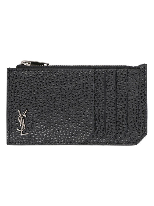 Luxury Saint Laurent Trending 2025 Men's Tiny Cassandre Leather Card Holder in Black | 629899AAC68 Color 1000