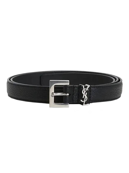 Luxury Saint Laurent Trending 2025 Men's Monogram Grain Belt Black