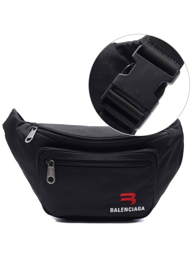 Luxury Balenciaga Trending 2025 Explorer Logo Canvas Belt Bag Black