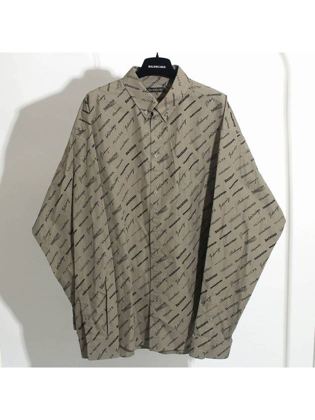 Luxury Balenciaga Trending 2025 Men's Allover Logo Long Sleeve Shirt Dust Black
