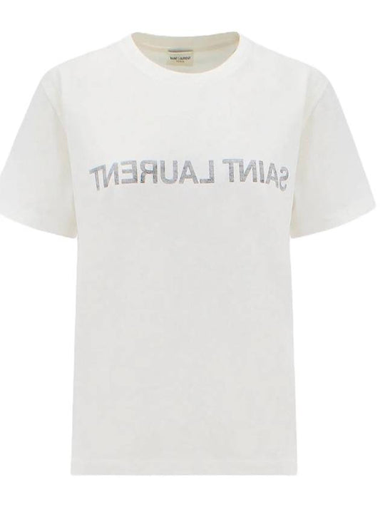 Luxury Saint Laurent Trending 2025 Reverse Short Sleeve T-Shirt Nature Et Noir