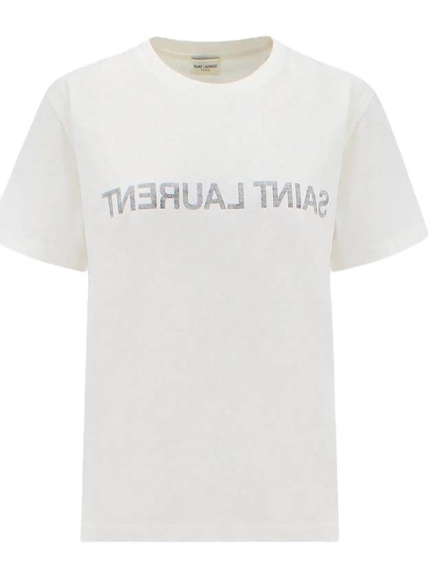 Luxury Saint Laurent Trending 2025 Reverse Short Sleeve T-Shirt Nature Et Noir