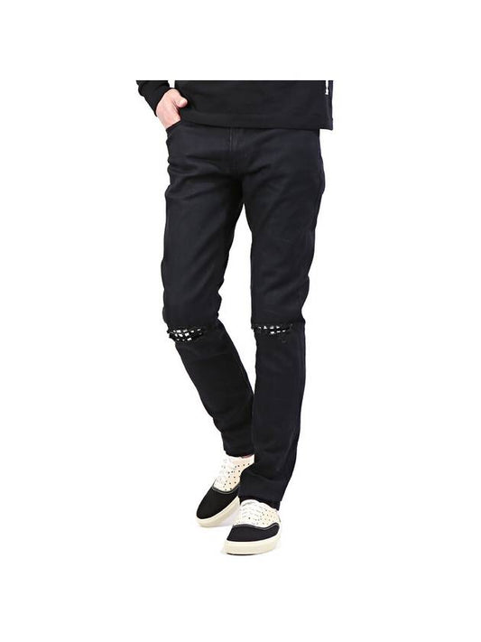 Luxury Saint Laurent Trending 2025 Men's Studded Knee Slim Fit Pants Black