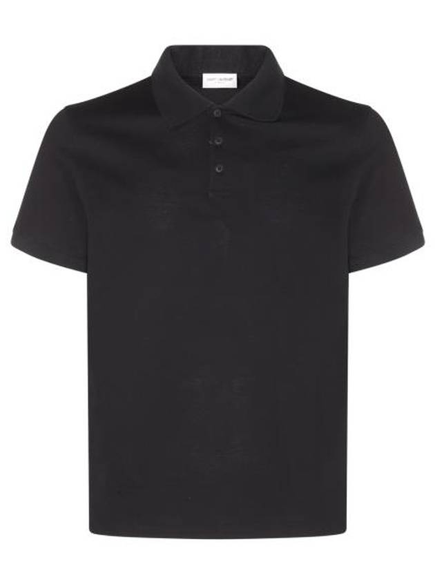 Luxury Saint Laurent Trending 2025 Men's Monogram Cotton Short Sleeve Polo Shirt Black