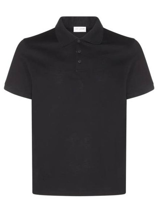 Luxury Saint Laurent Trending 2025 Men's Monogram Cotton Short Sleeve Polo Shirt Black