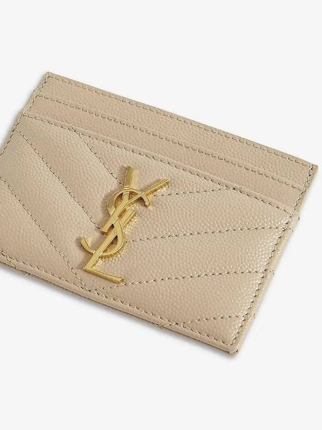 Luxury Saint Laurent Trending 2025 Gold Hardware Matelasse Caviar Leather Card Wallet Dark Beige