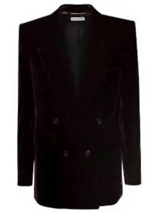 Luxury Saint Laurent Trending 2025 Double Breasted Velvet Jacket Red