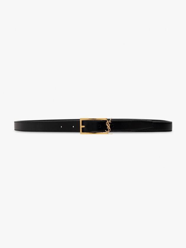 Luxury Saint Laurent Trending 2025 Logo Leather Belt Black