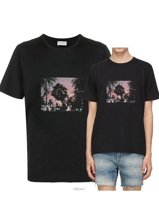 Luxury Saint Laurent Trending 2025 Paris Sunset Short Sleeve T-Shirt Black