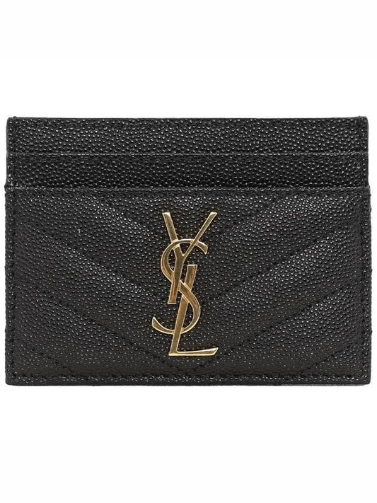 Luxury Saint Laurent Trending 2025 Gold Hardware Matelasse Caviar Leather Card Wallet Black