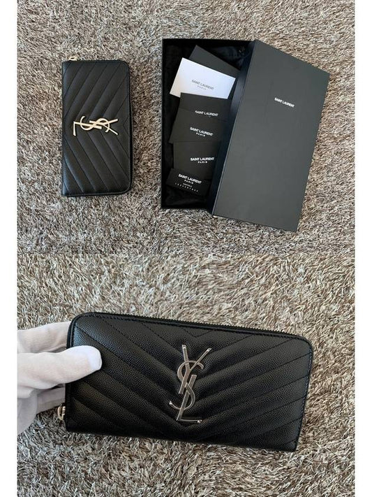 Luxury Saint Laurent Trending 2025 YSL matelass silver zipper long wallet
